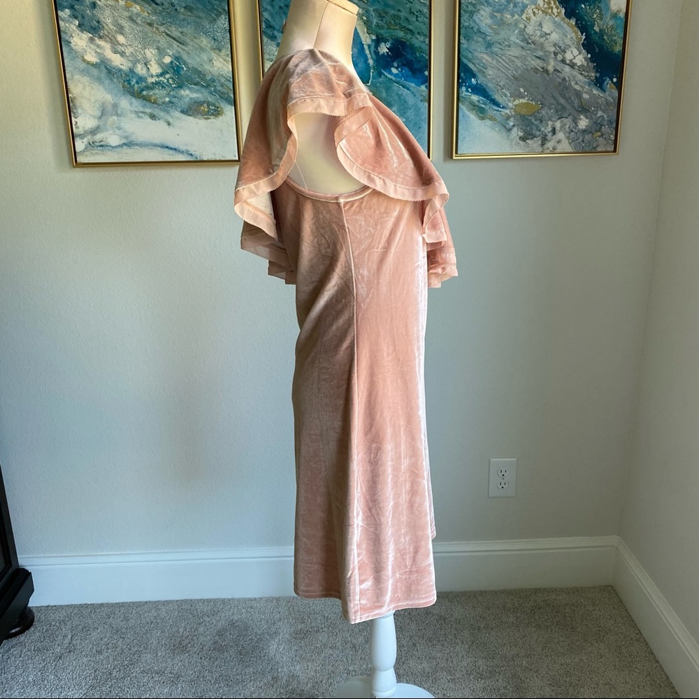 SugarLips pink velvet one shoulder ruffle dress large - Picture 5 of 8